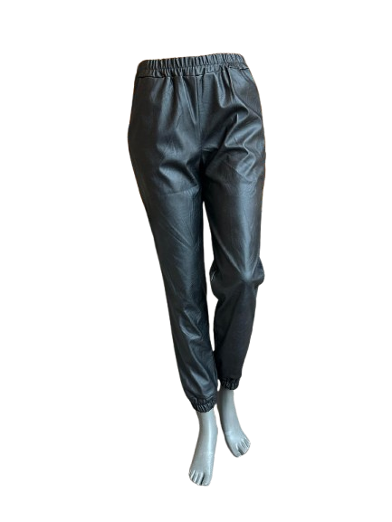 Schwarze Lederleggings